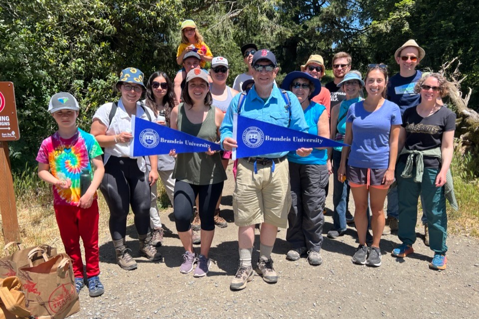 a Group of Alumni and Family enjoying a Hike in the Redwood of Northern California